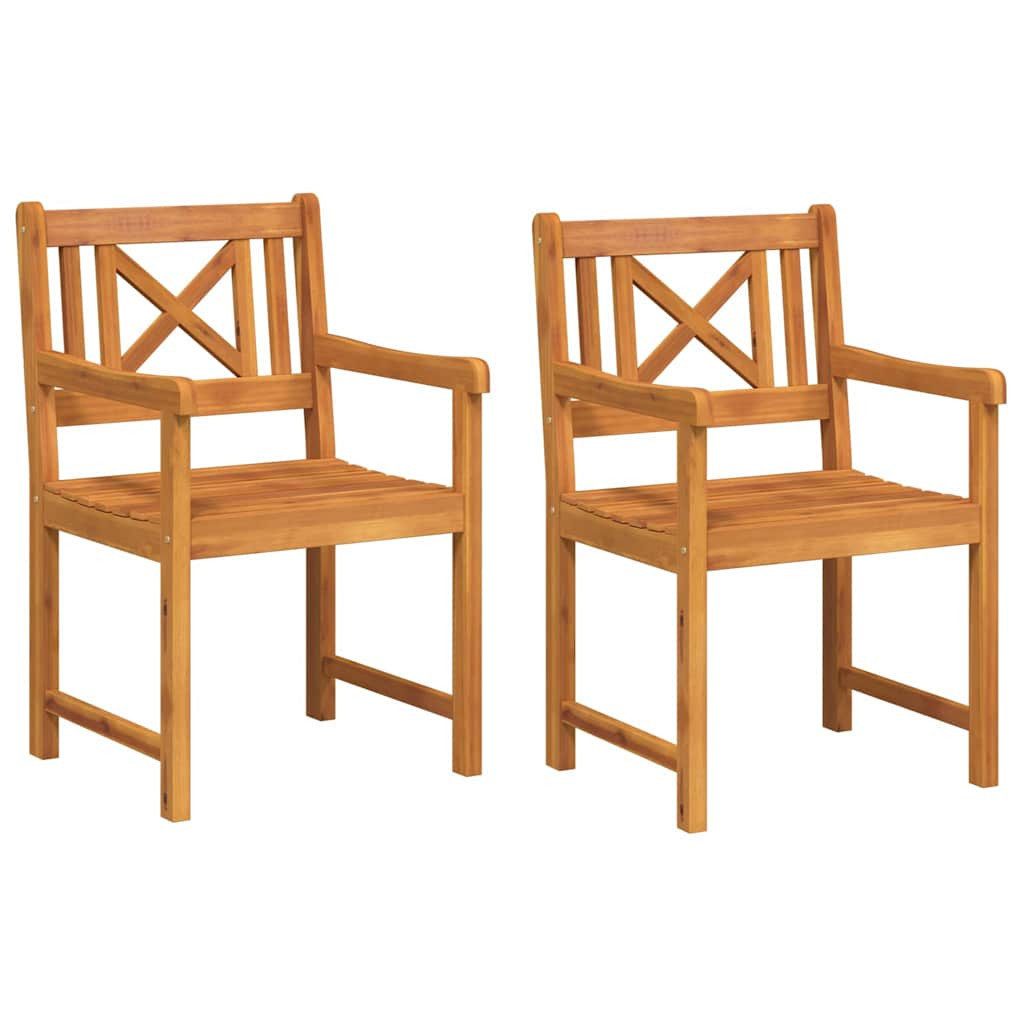 vidaXL Gartenstuhl Gartenstühle 2 Stk. Natur Massives nholz (2 St)