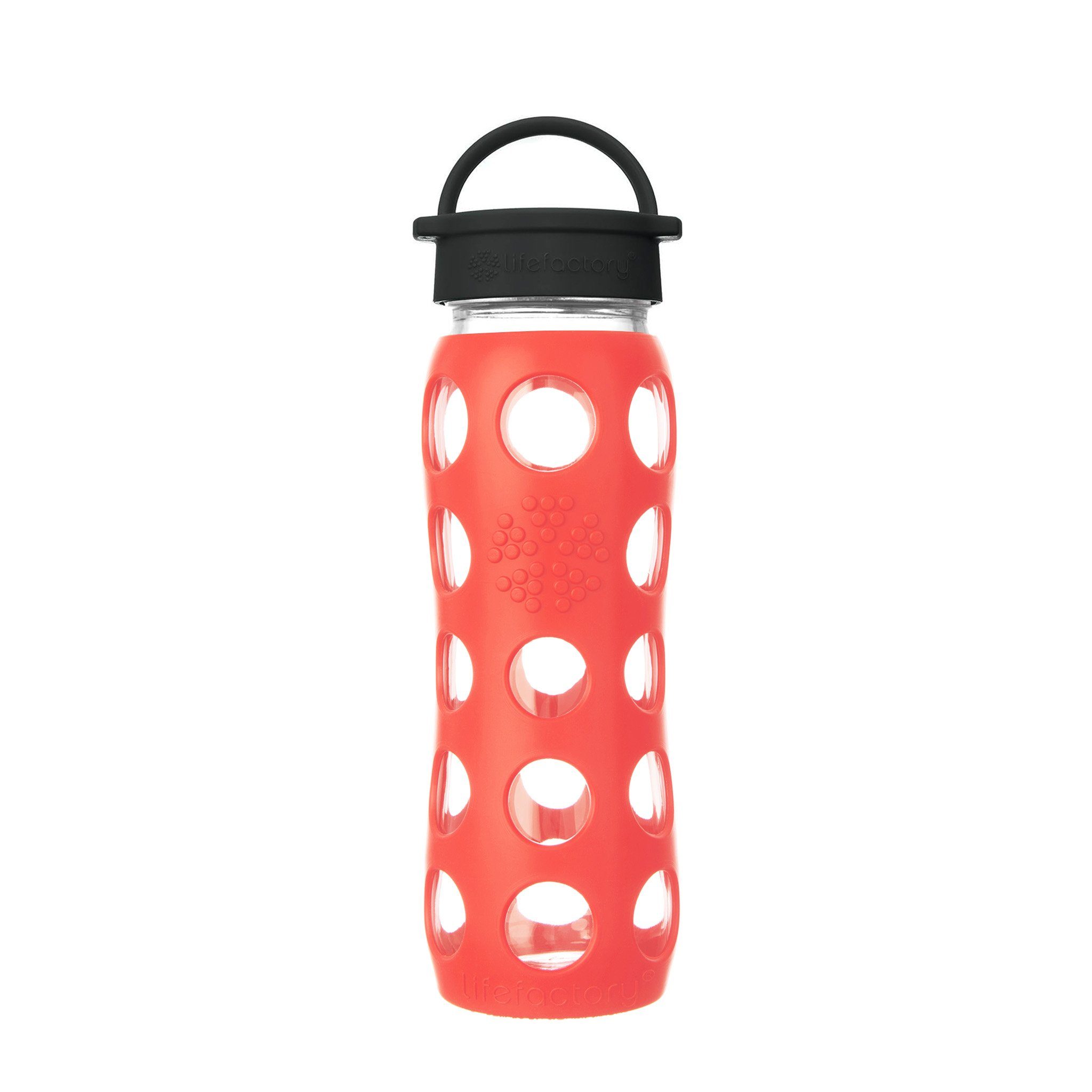 Lifefactory Babyflasche, Lifefactory Glas Flasche mit Silikonhülle und Schraubverschluss, 650ml Poppy