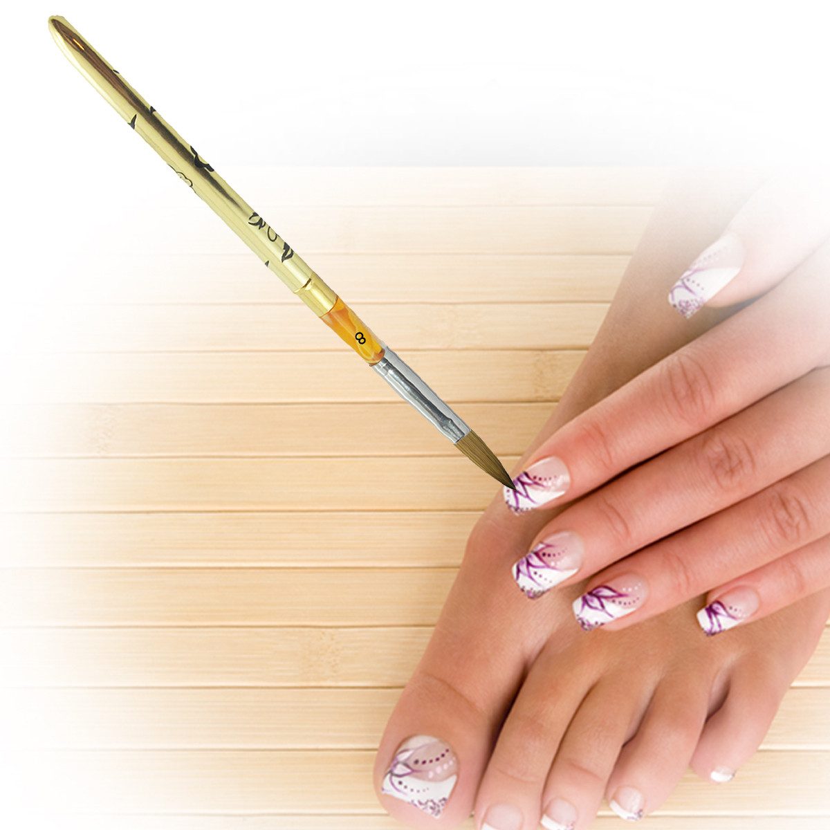 Sun Garden Nails Nailart-Pinsel Acryl Steckpinsel Gr. 8 Gold AGB-89