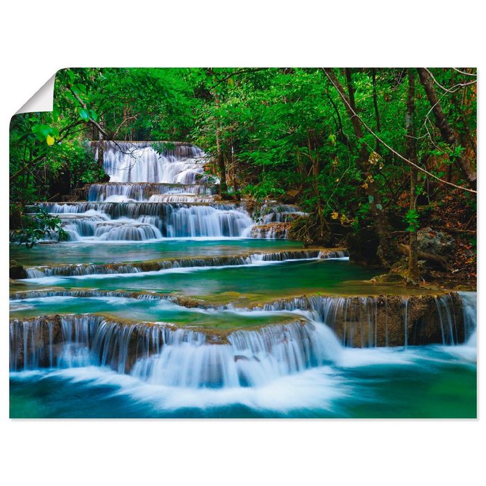 Artland Wandbild Tiefen Wald Wasserfall Gewässer (1 St) als Alubild Leinwandbild Wandaufkleber oder Poster in versch. Größen