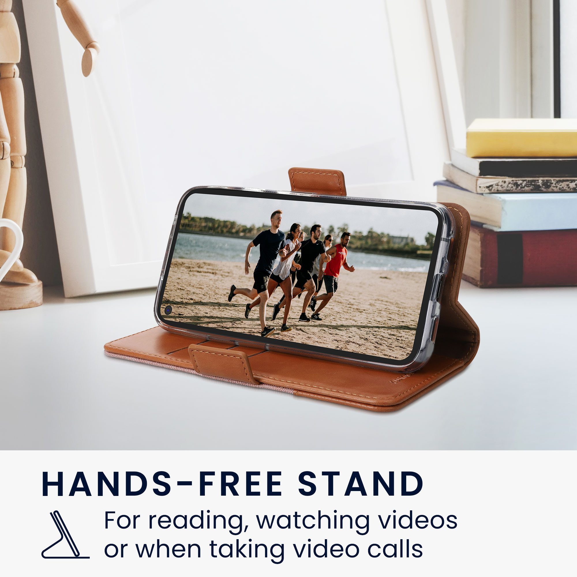 kwmobile Handyhülle Hülle klappbar für Google Pixel 4a Handyhülle, Kunstleder Flip Case mit Schlaufe und Standfunktion - Cover