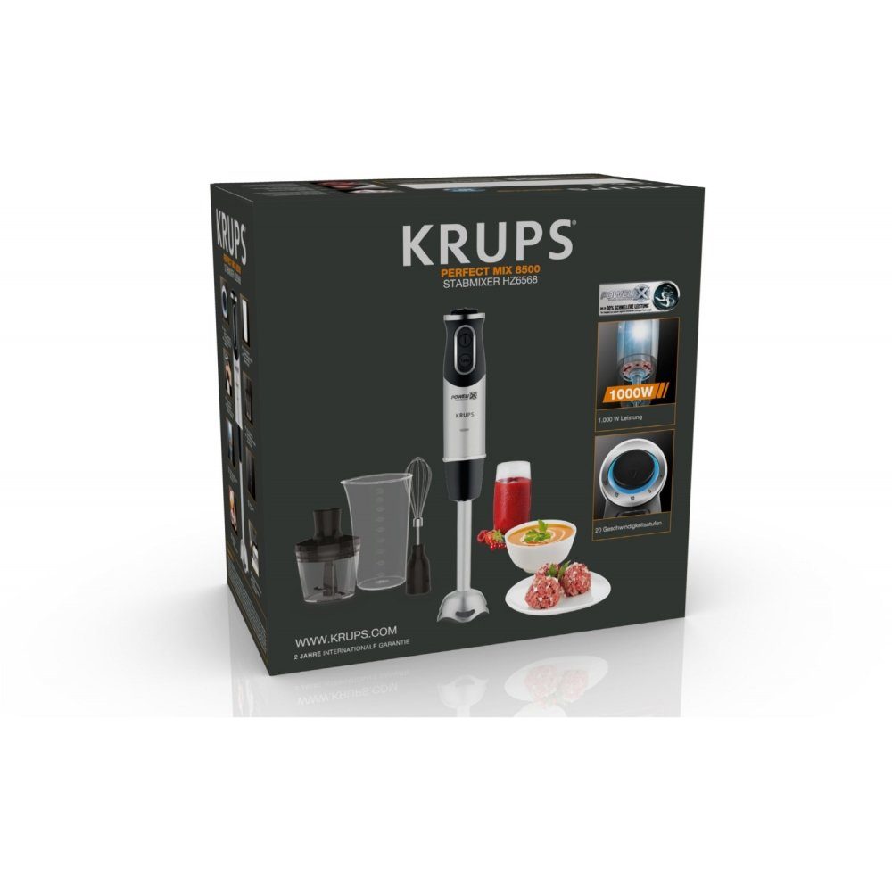 Perfect Krups Mix Stabmixer schwarz/silber, HZ6568 8500 1000 W Stabmixer
