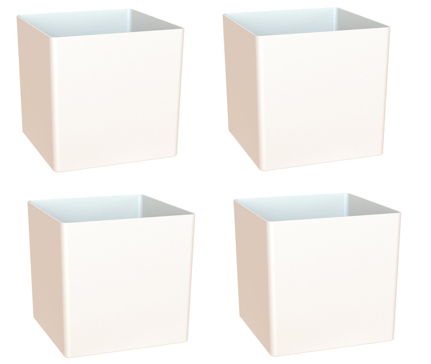 Artevasi Übertopf 4 x Blumentopf Kräutertopf CUBO BLANCO Quadratisch In-/Outdoor (4 St)