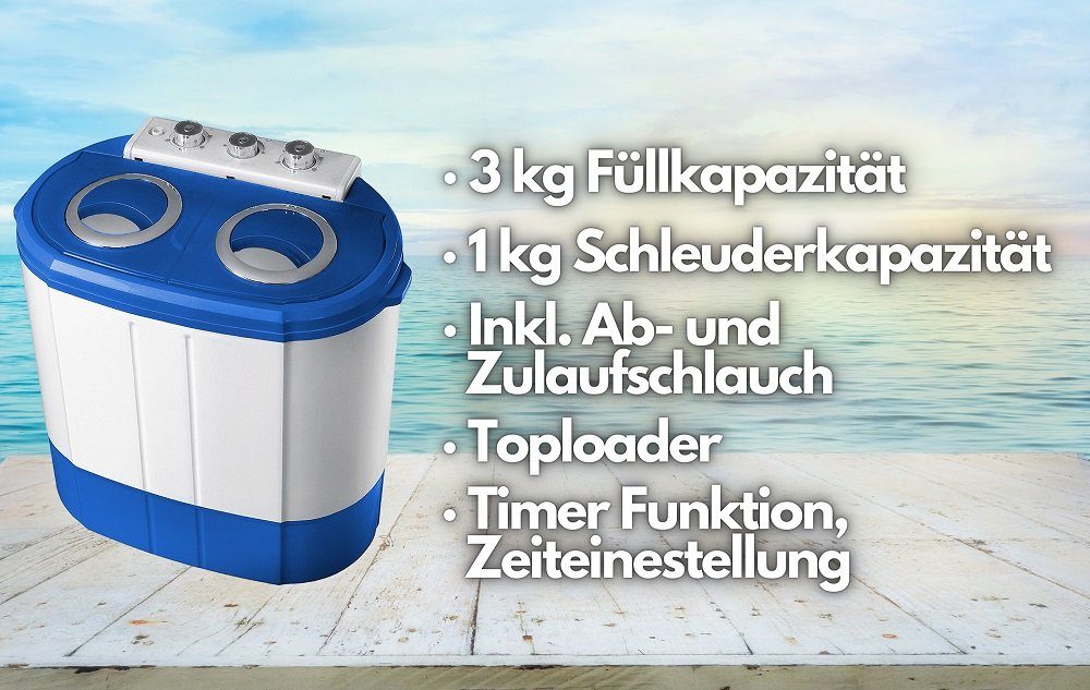 STEINBORG Wäscheschleuder SB-4002, 3 kg, Mini Waschmaschine,Camping,3 KG Kapazität,Schleuderfunktion,2 Kammern