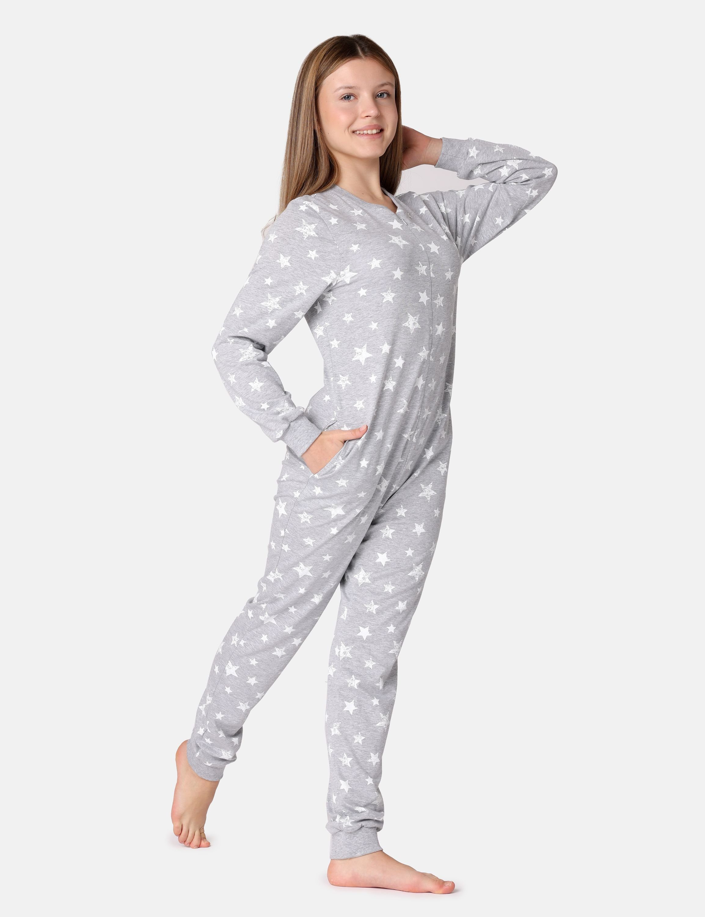 Jugend Melange/Ecru MS10-235 Schlafoverall Schlafanzug Mädchen Style Schlafanzug Merry Sterne