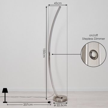 hofstein Bogenlampe »Dusino« dimmbare Stehleuchte aus Metall in Nickel matt, 3000 Kelvin, 1xLED 20 Watt, 1000 Lumen, mit stufenlosem Touchdimmer am Gehäuse