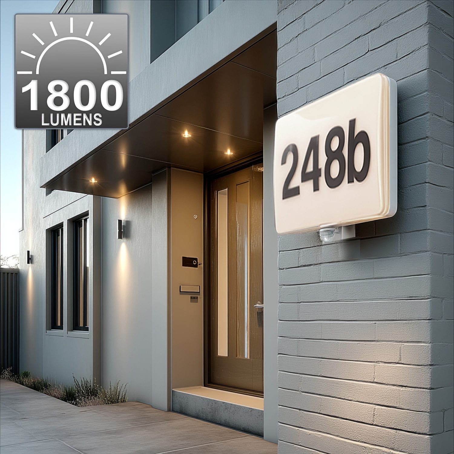 Maclean Hausnummer MCE466 W, LED Wandleuchte mit Hausnummer Bewegungsmelder günstig online kaufen