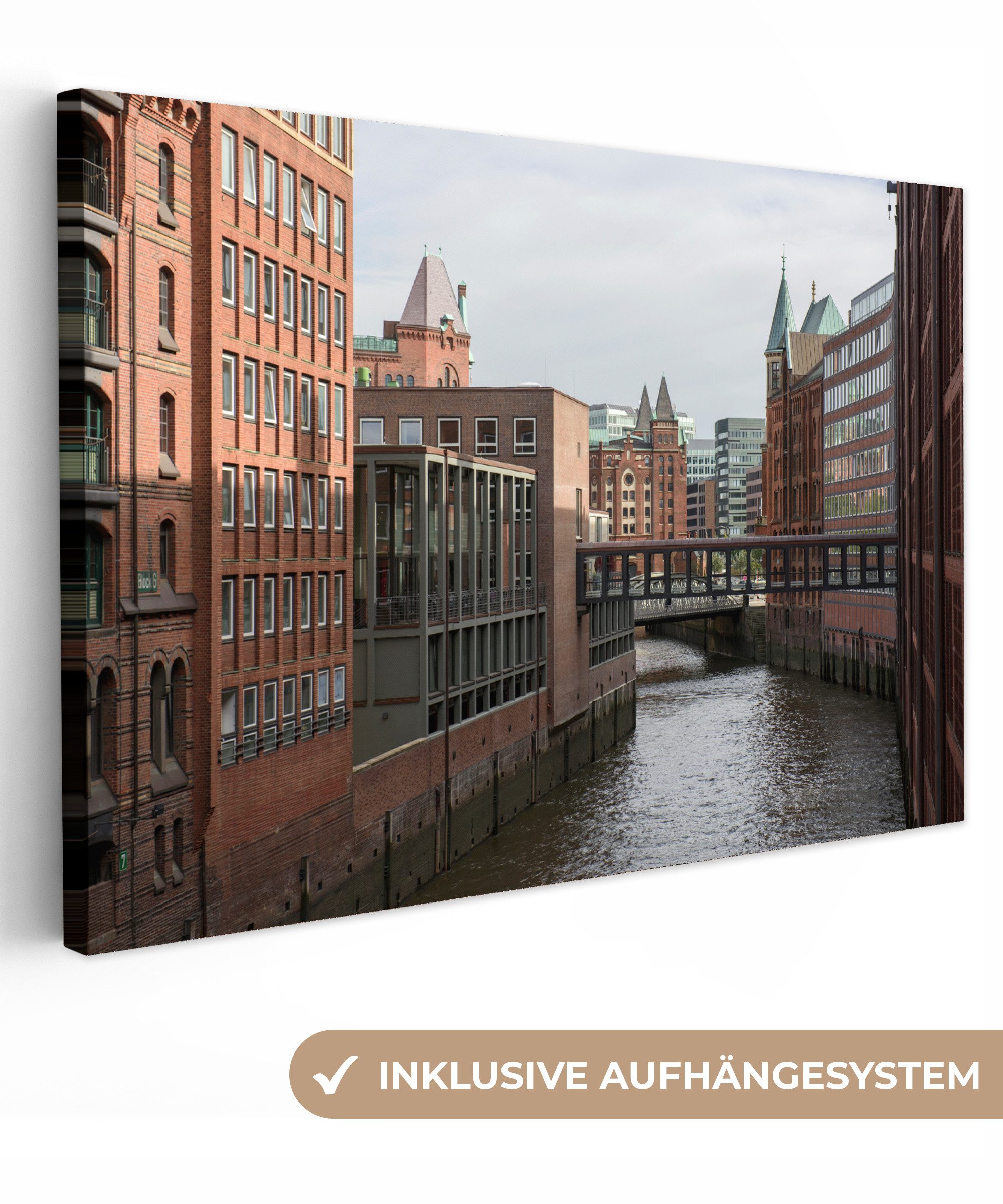 OneMillionCanvasses® Leinwandbild Fluss - Hamburg - günstig online kaufen