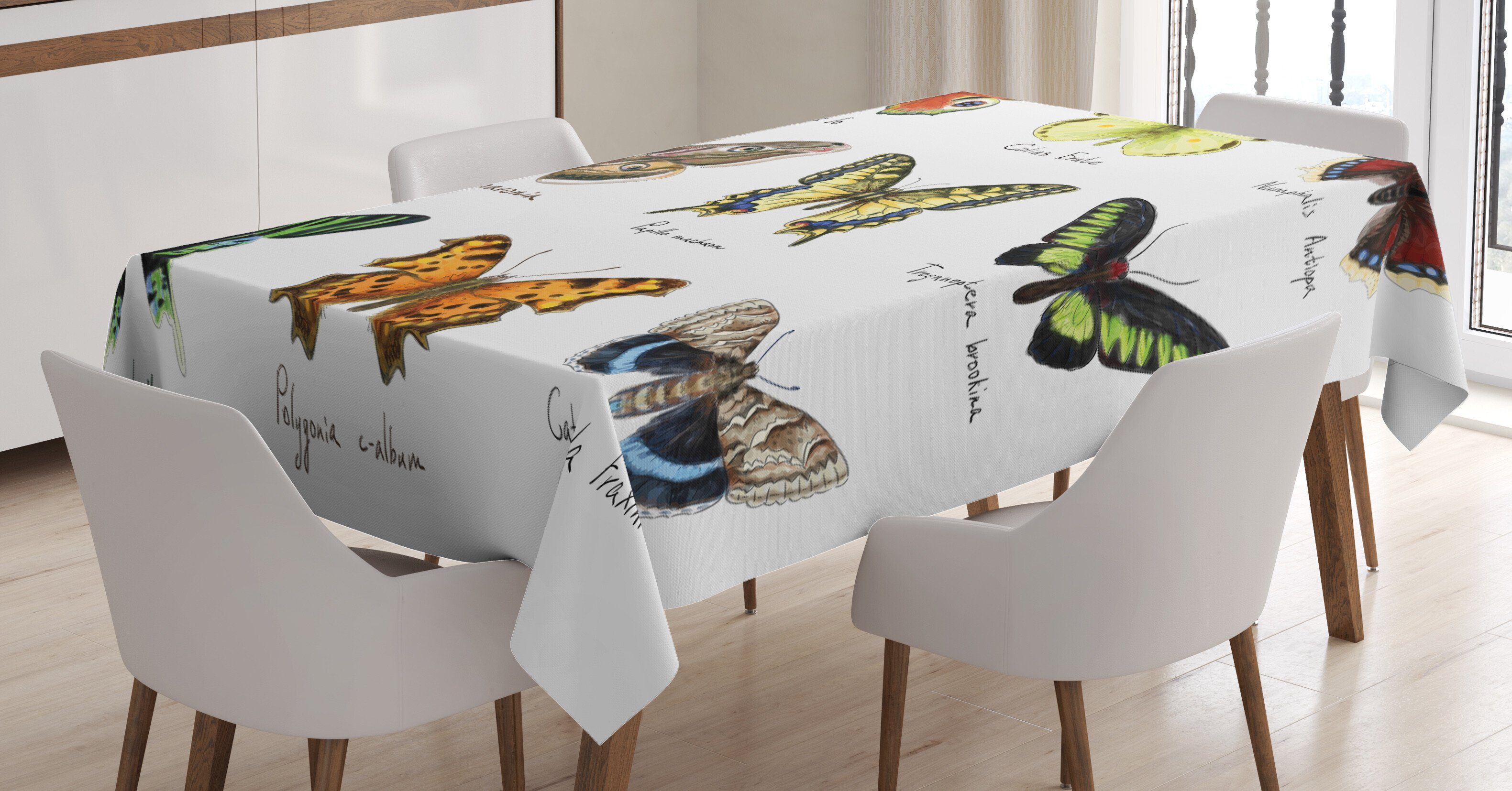 Abakuhaus Tischdecke Farbfest Waschbar Für den Außen Bereich geeignet Klare Farben, Schmetterling Frühling Bugs Muster | Tischdecken