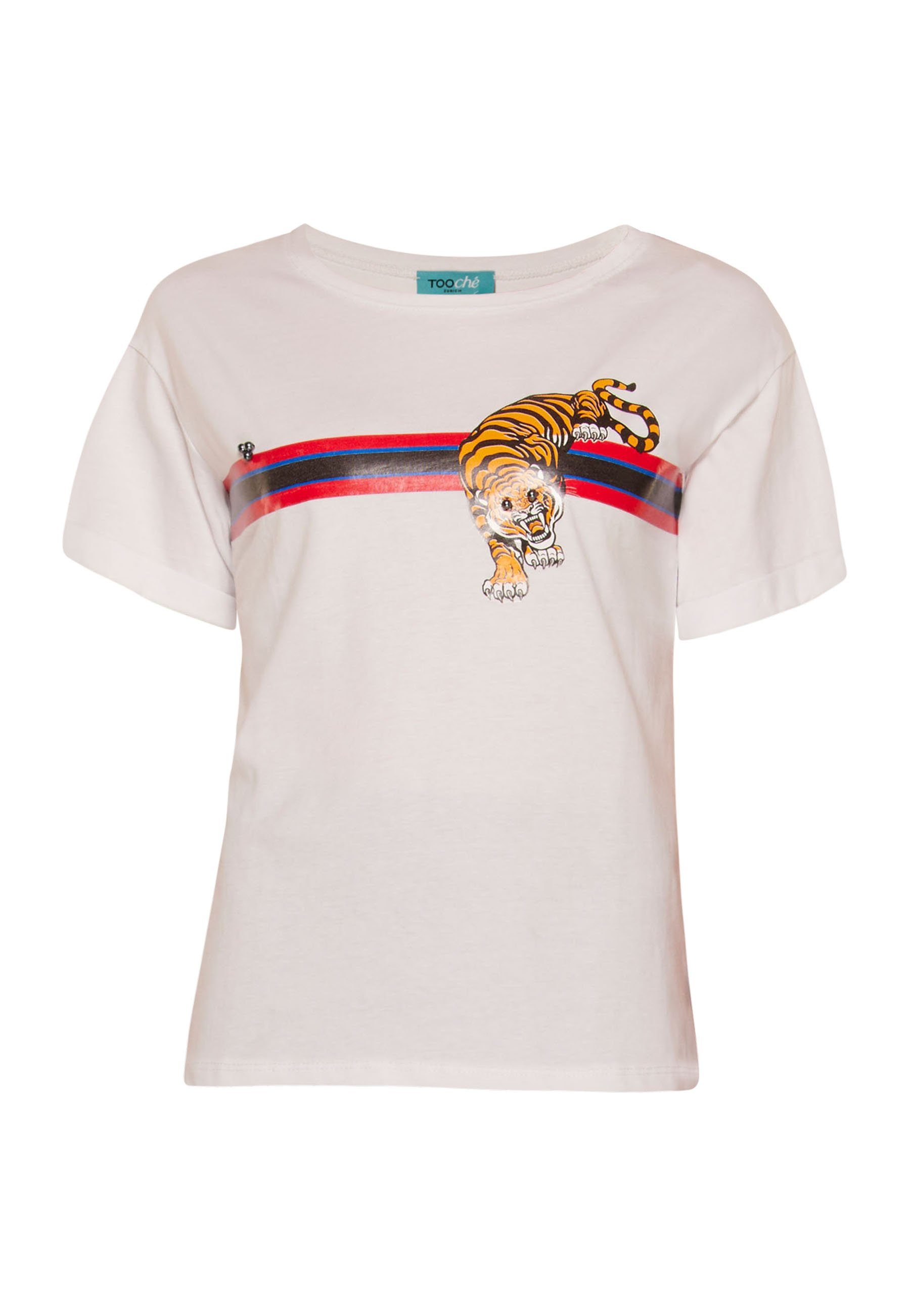 T-shirt Print-Shirt Tooche Tiger weiss
