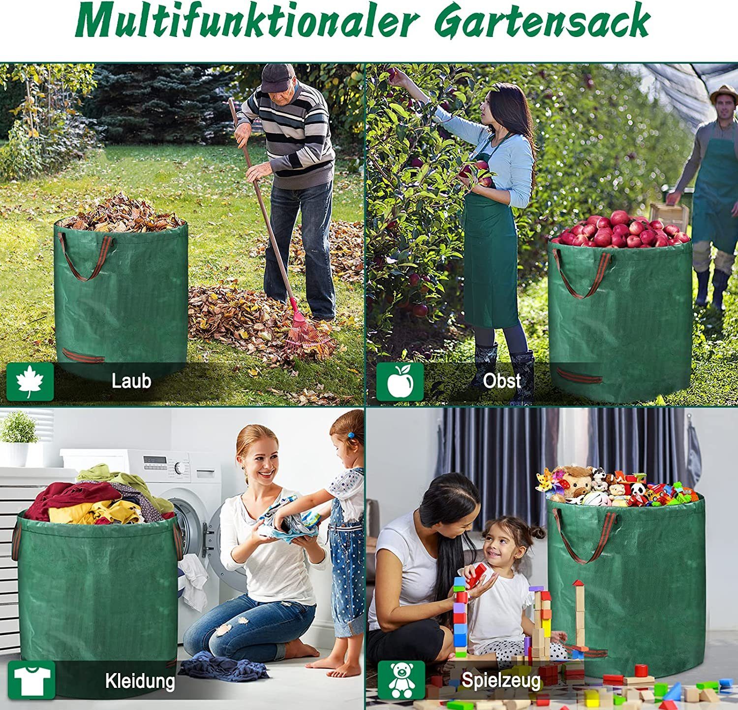L Gartensäcke Griffen Gartenabfallsack, Gartensack AUFUN mit 272 (2-tlg),