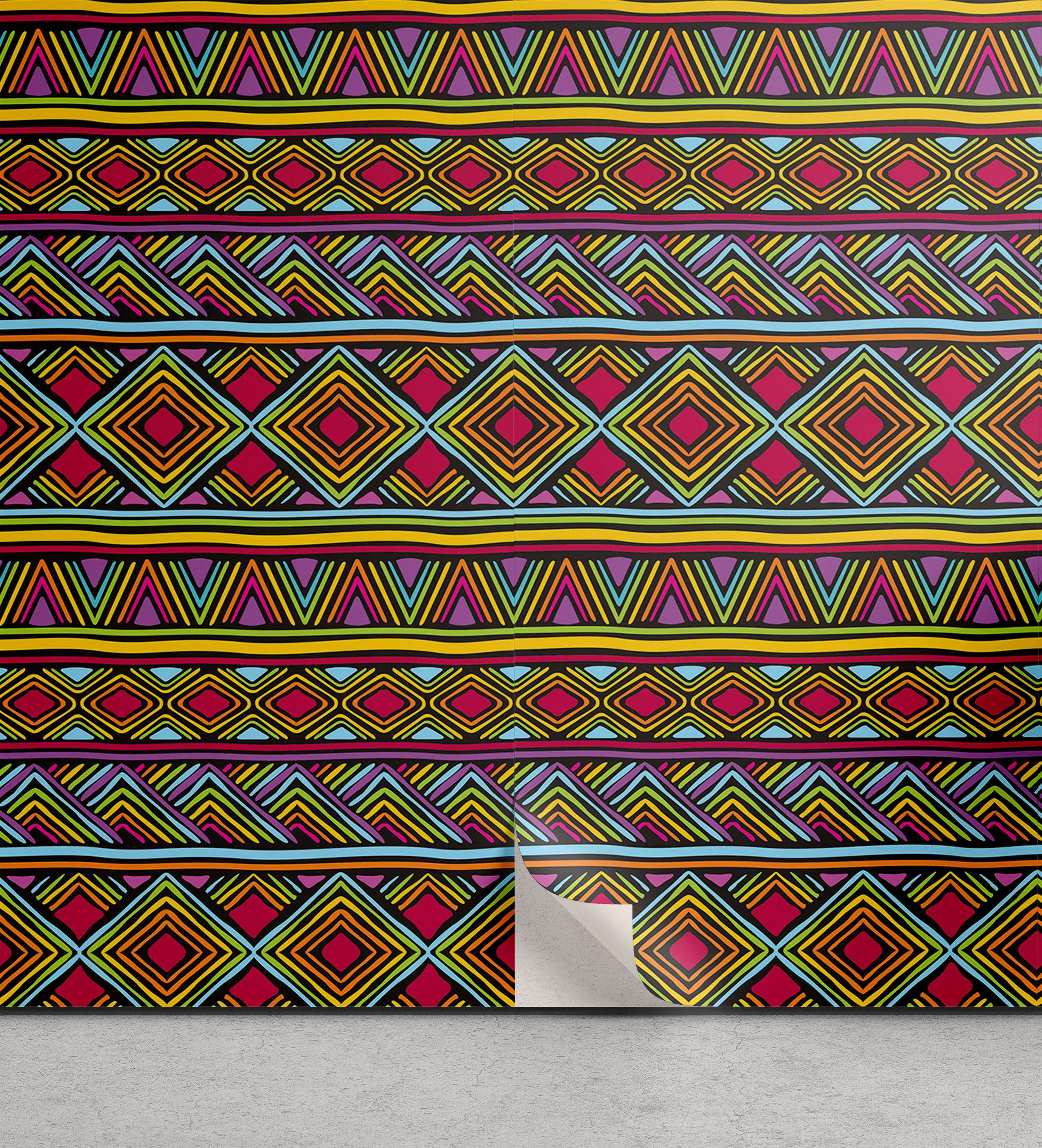 afrikanisch geometrische Bunte Abakuhaus Wohnzimmer selbstklebendes Vinyltapete Küchenakzent,