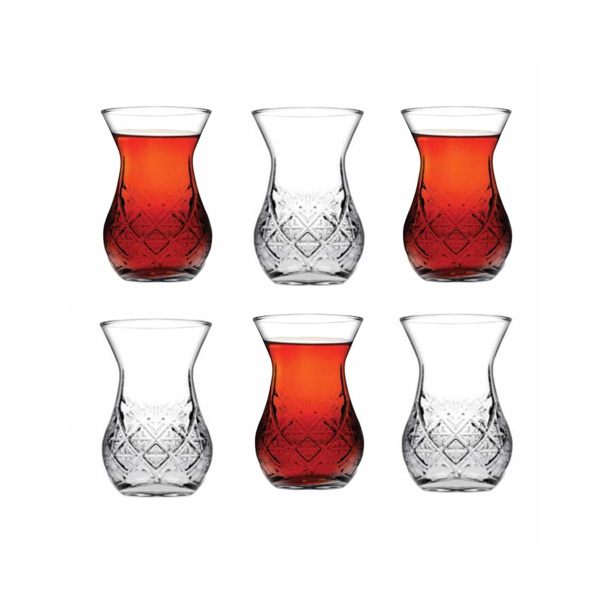 Pasabahce Стекло-Set Timeless Teegläser-Set, Glas, 6er Set, 170ml, ideal für Familie, Gäste oder Gastronomiebetrieb