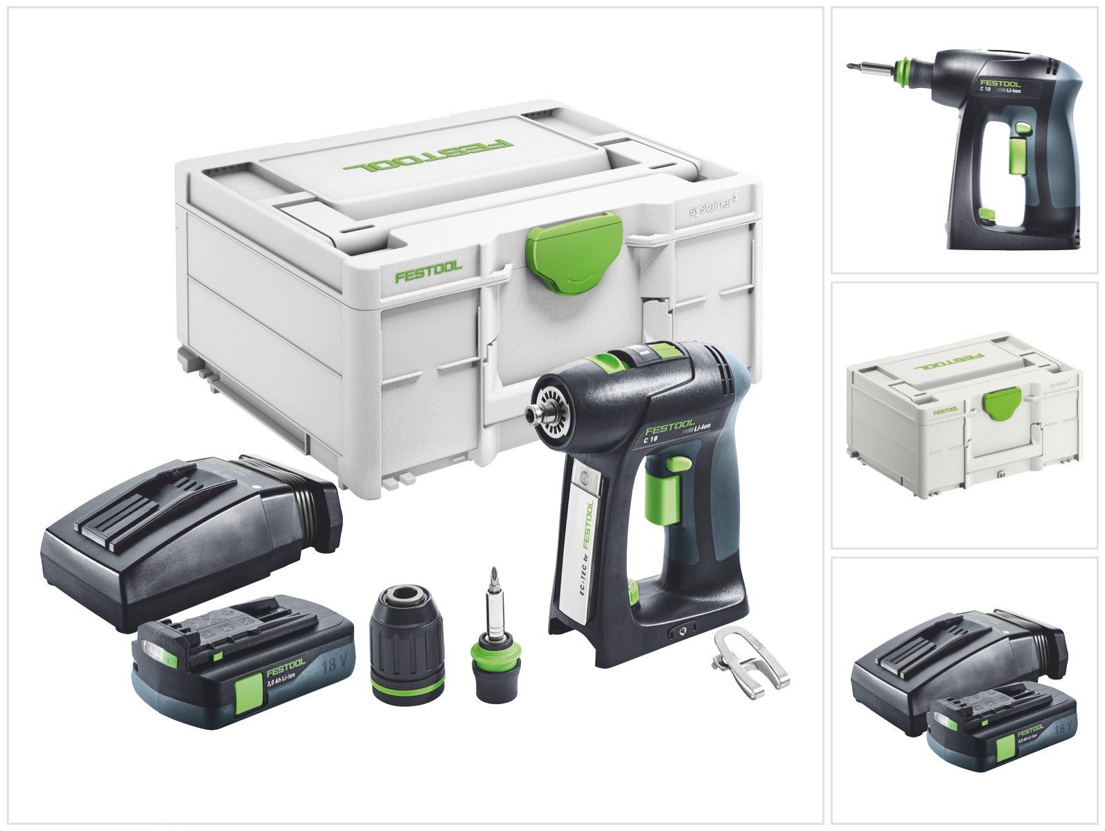 FESTOOL Akku-Schrauber C 18-Basic Akku Bohrschrauber 18 V 45 Nm Brushless + 1x Akku 3,0 Ah
