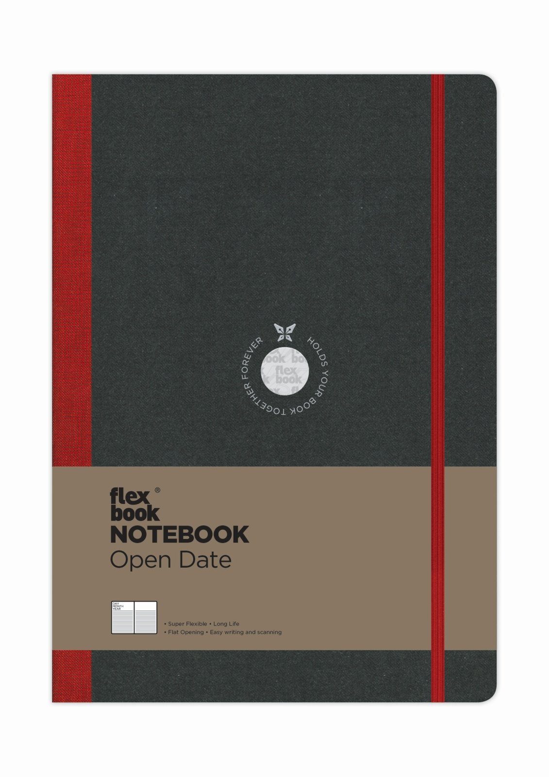 Notizbuch Liniert Notizbuch 24 blanko/linierte cm 17 Elastikband Globel mit verschied Flexbook Diary Open / Seiten Rot / Flexbook *