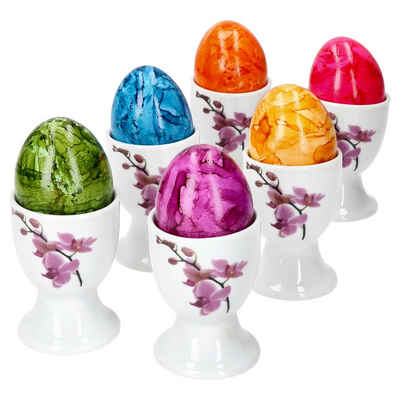 van Well Eierbecher »6x Kyoto Eierbecher Orchidee Eierhalter Eierständer Porzellan Easter Egg Ostern«