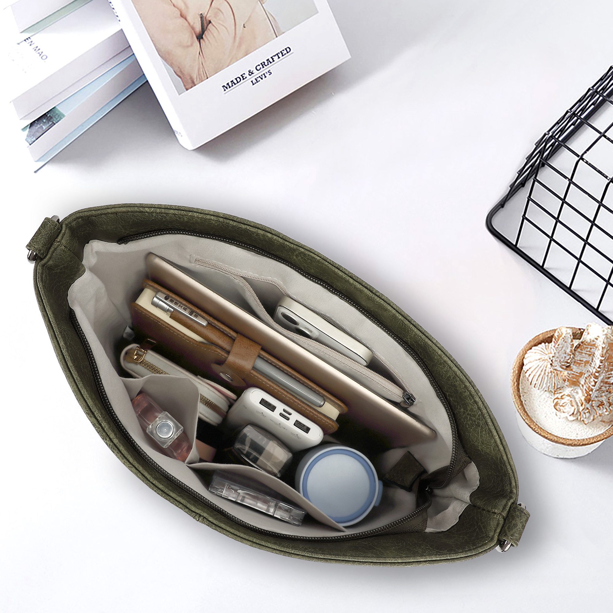 TAN.TOMI Schultertasche Damen Crossbody Bag Henkeltasche Mittel Umhängetasche, Mit Verstellbar Abnehmbar Für Pendeln Reise Campus Sport