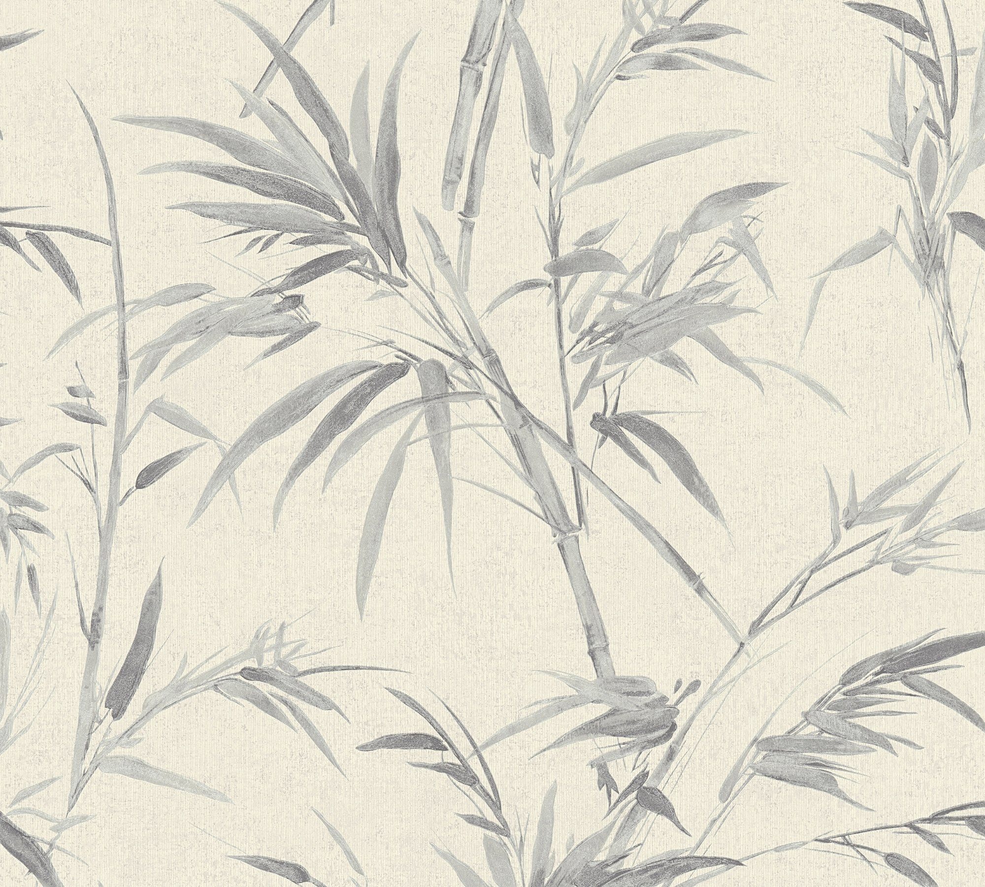 A.S. Création Vliestapete Sumatra mit Palmenblättern, floral, Dschungeltapete Tapete Palmen silberfarben