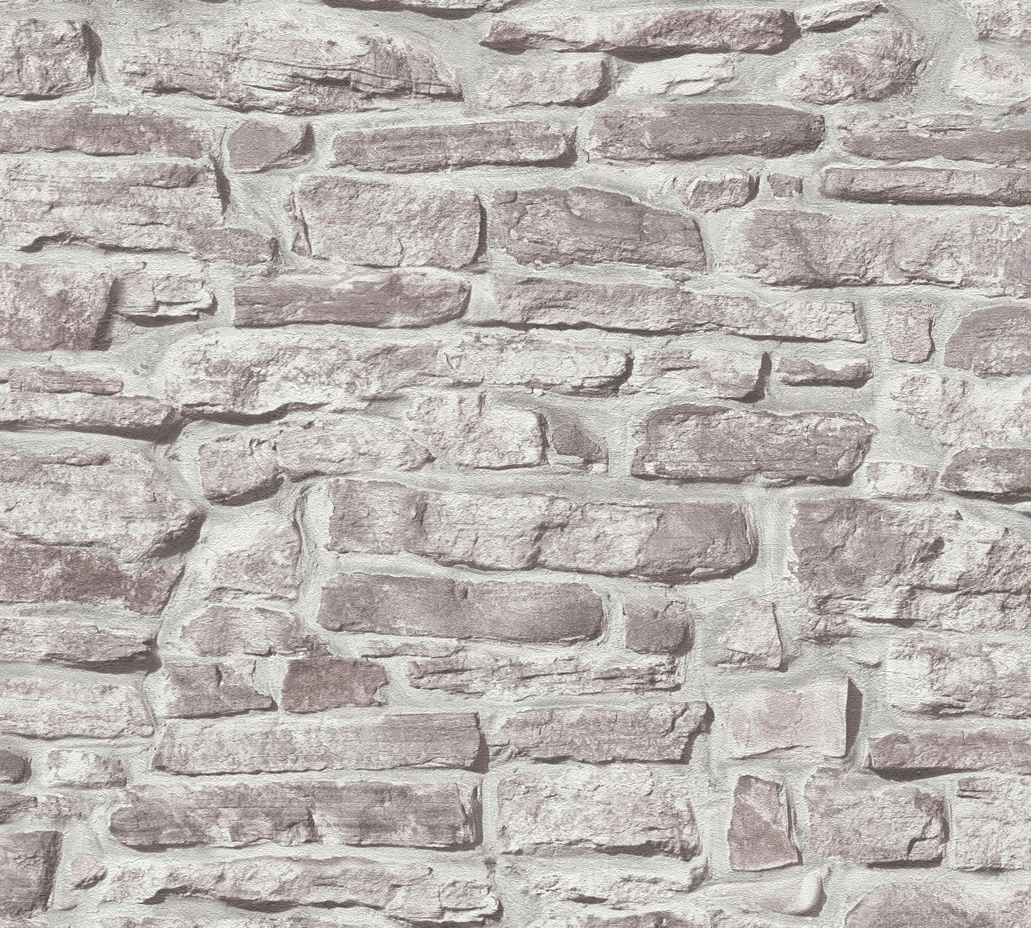 (1 matt, Stein, grau/hellgrau/weiß strukturiert, St) A.S. Vliestapete Bricks leicht Création & Stones