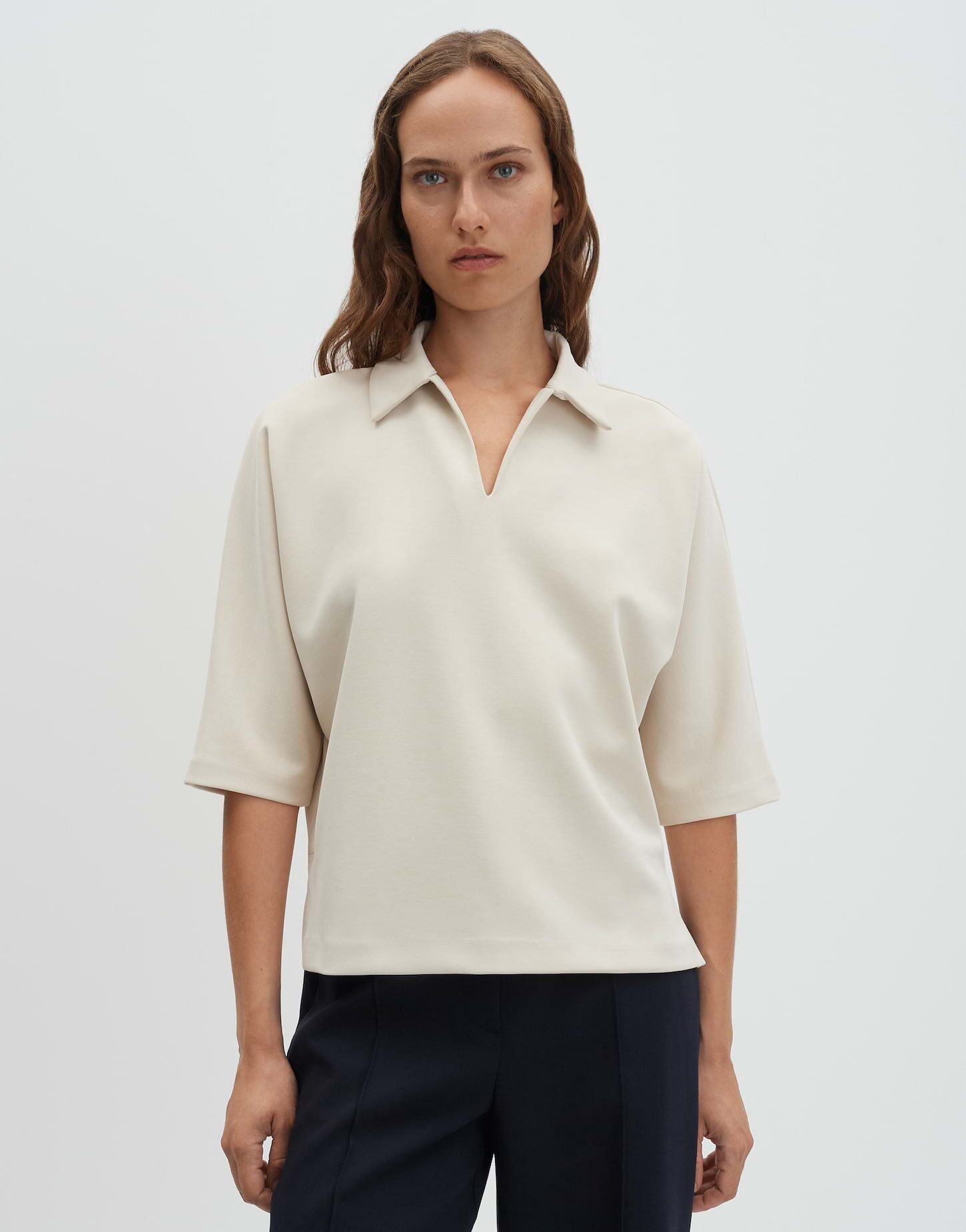 someday Sweatshirt USWANTJE Loose im Polostil weite Passform, gerader Schnitt, samtige Oberfläche