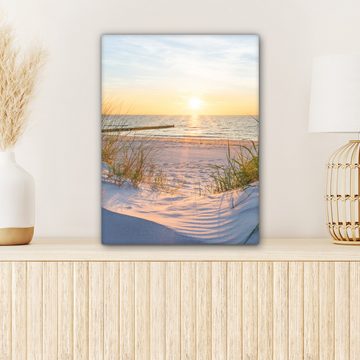 OneMillionCanvasses® Leinwandbild Strand - Sonne - Düne - Gras - Sand - Horizont, (1 St), Leinwand Bilder für Wohnzimmer Schlafzimmer 30x40 cm