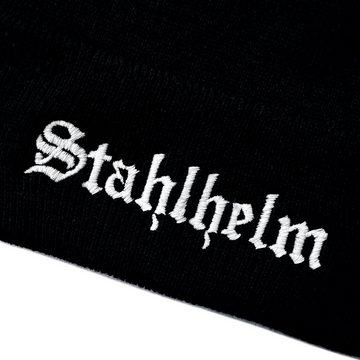 Schnoschi Strickmütze Wintermütze Stahlhelm (unisex) bestickt Statement Spruch Streetwear mit breitem Umschlag