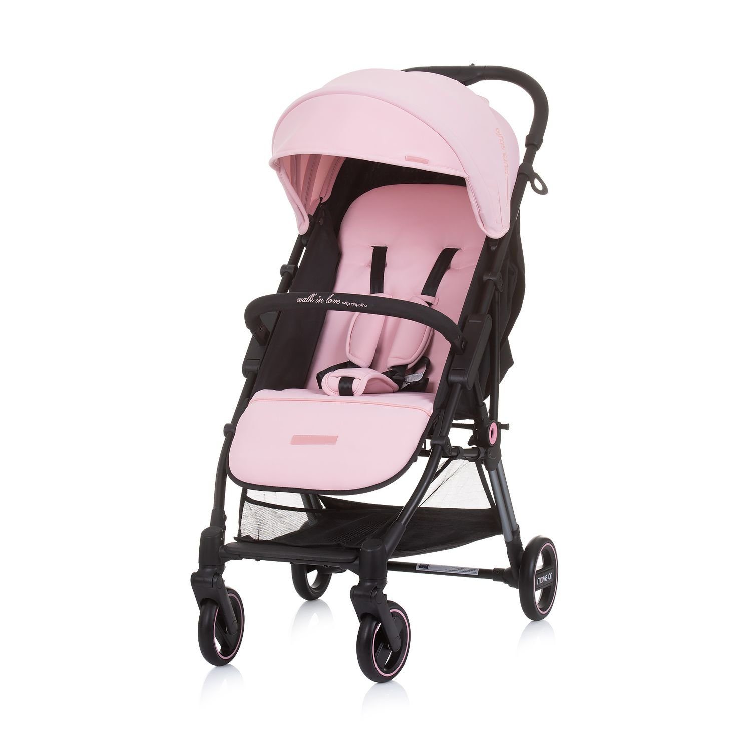 Chipolino Kinder-Buggy Kinderwagen rosa Move gefederte verstellbar on, kg Vorderräder klappbar 6