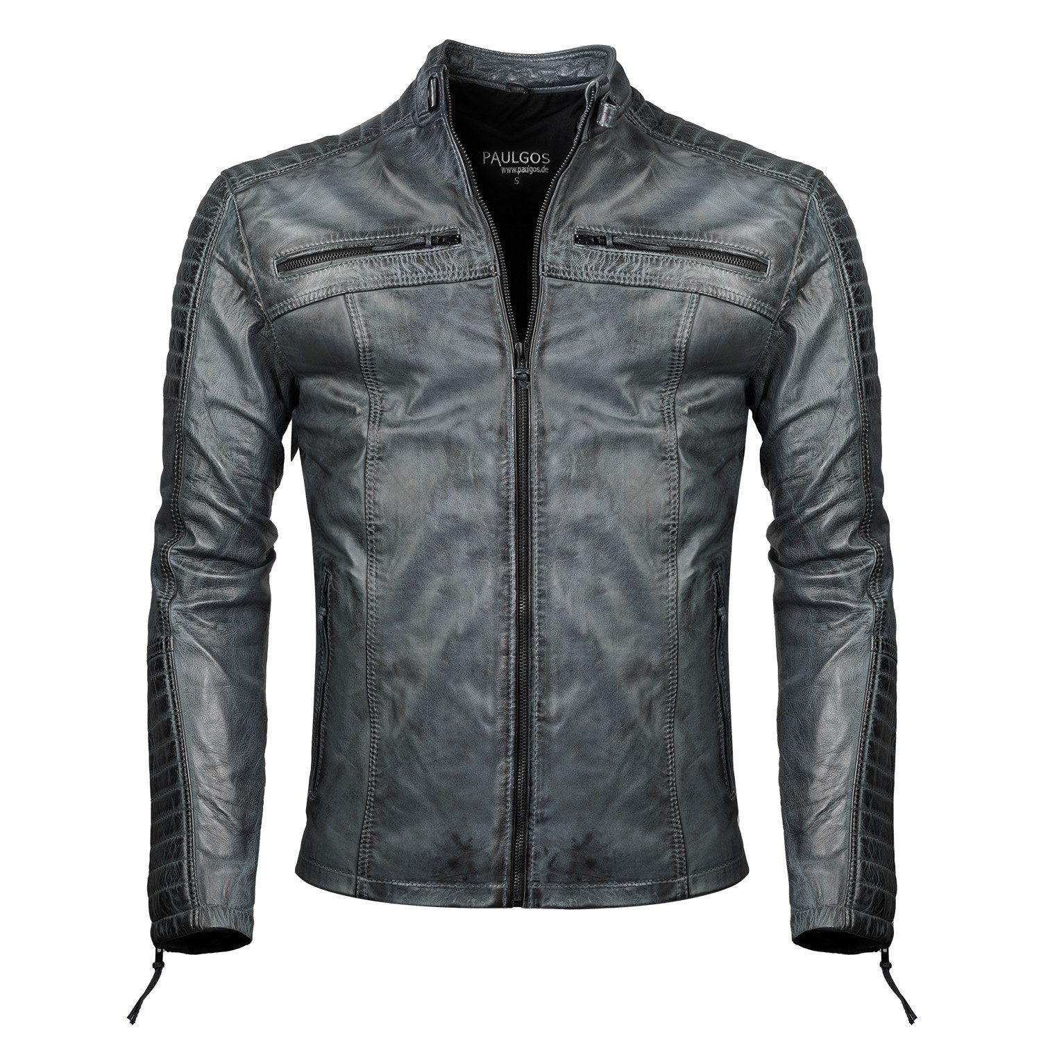 PAULGOS Lederjacke Herren Jacke Übergangsjacke Biker Look 100% Echtleder D1 günstig online kaufen