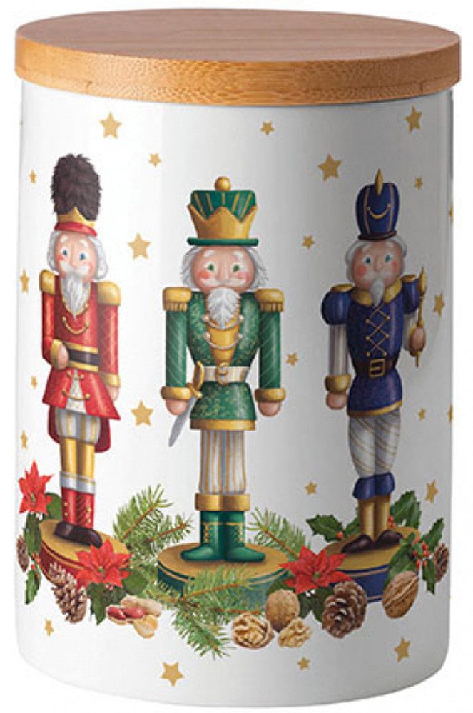 Ambiente® Vorratsdose Bearded nutcracker, Porzellan, (2-tlg., Vorratsdose mit Deckel), Porzellan Bambusdeckel New Bone China Ø 10cm Höhe 13,5cm Volumen 0,62l