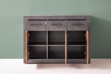 trendteam Sideboard Sideboard Kommode Indy, Old Used Wood / Matera grau, 117x86 cm