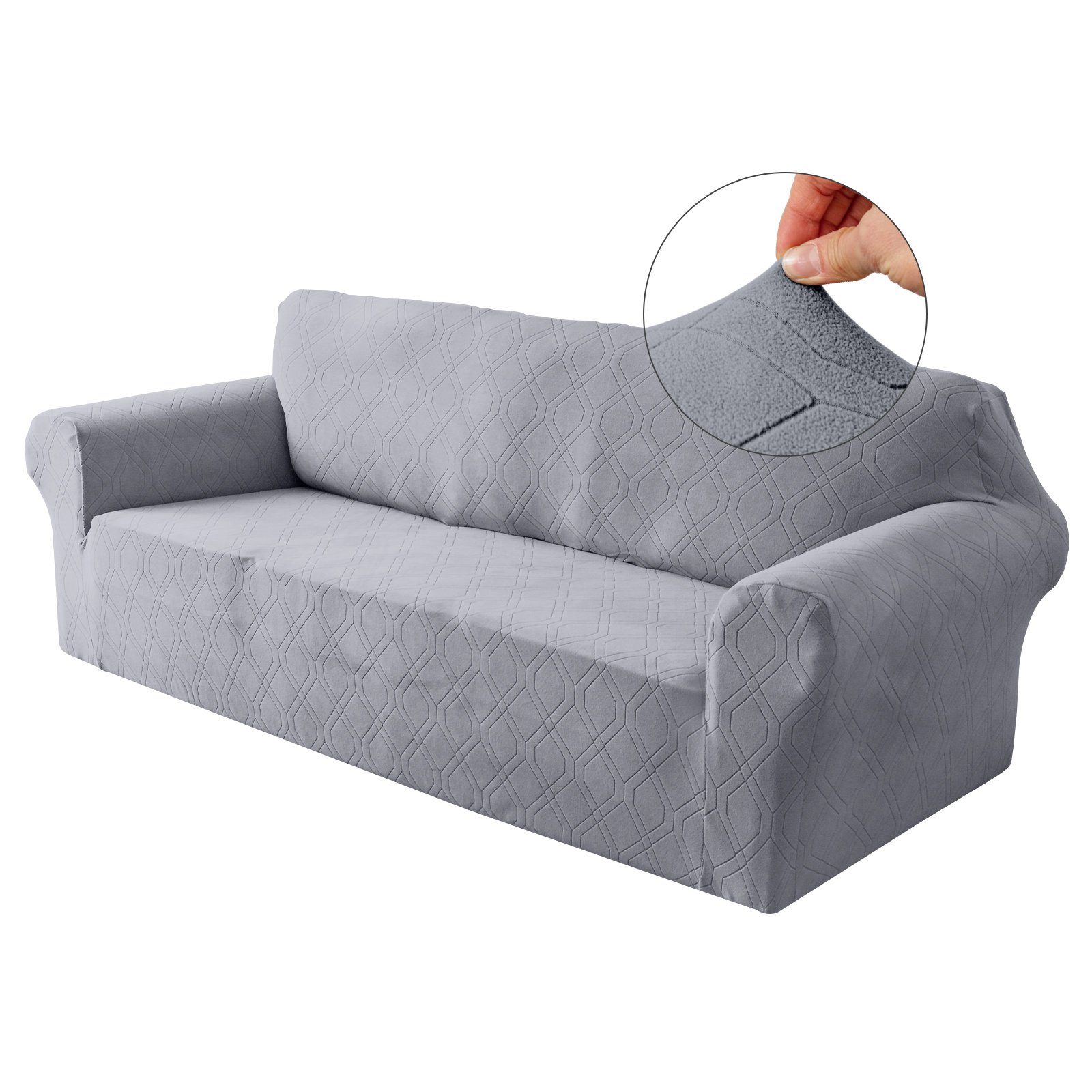 das Sofahusse mit Jacquard, gewickelt, Schaumstoffstäbchen Vollständig für Geometrischer Grau Armsofa, Rosnek,