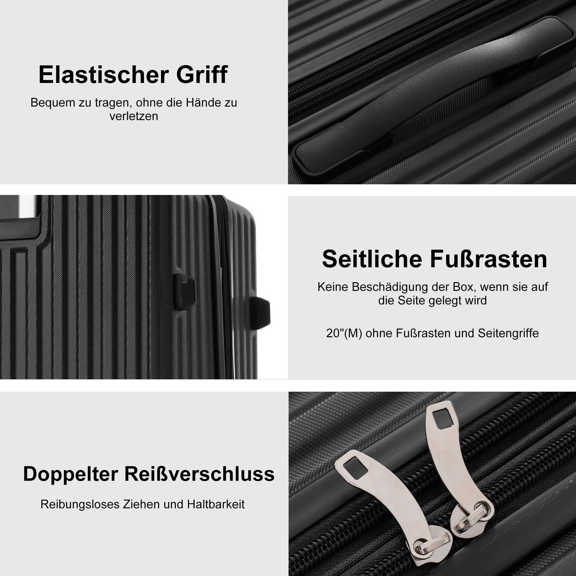 Flieks Hartschalen-Trolley, 4 Rollen, Handgepäck Trolley Hartschalenkoffer Reise, Erweiterung, TSA-Schloss