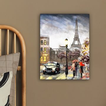 OneMillionCanvasses® Leinwandbild Leinwandgemälde - Paris - Frankreich - Öl, (1 St), Leinwand Bilder für Wohnzimmer Schlafzimmer 30x40 cm