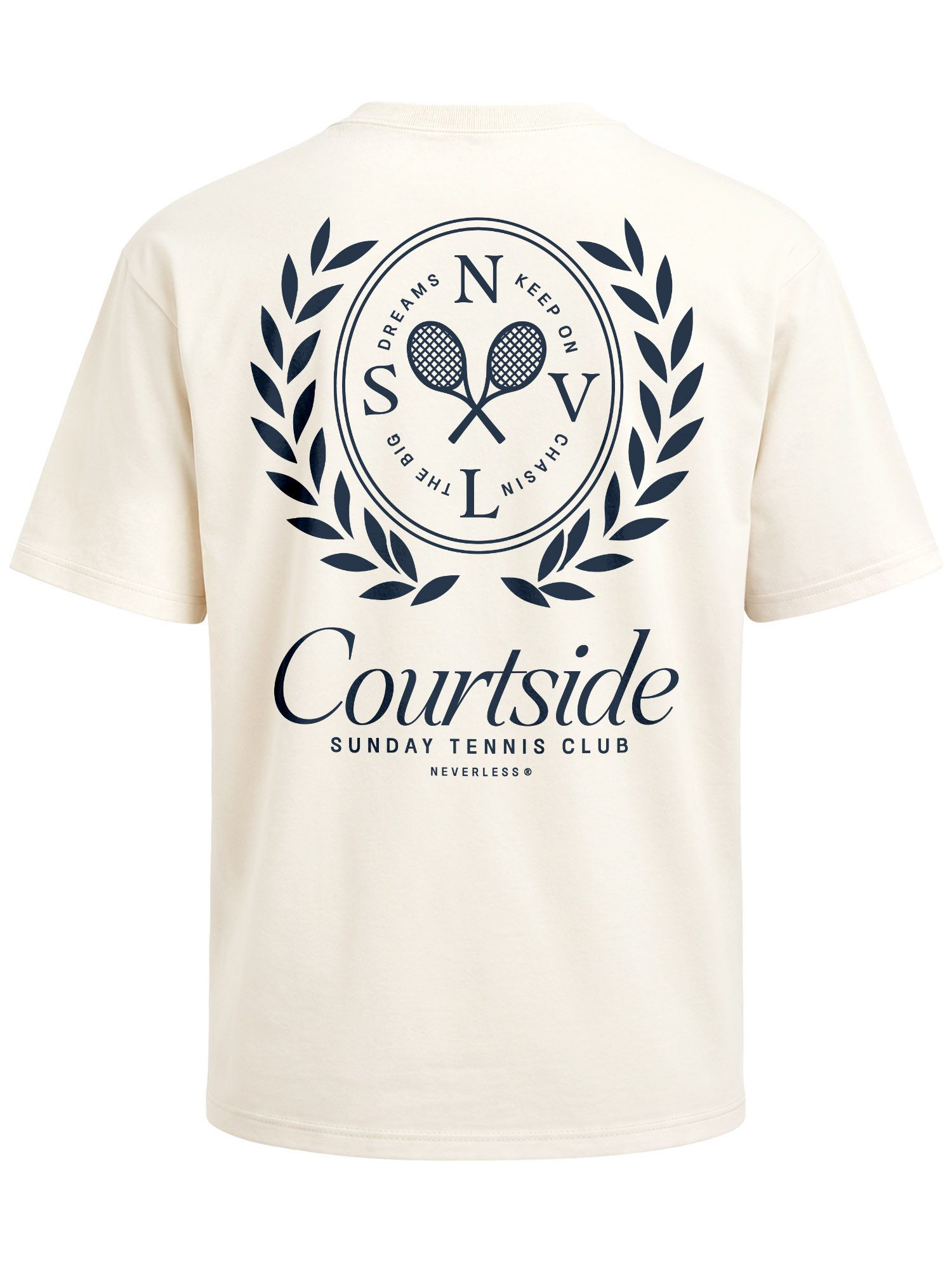 Neverless Oversize-Shirt Herren T-Shirt - Courtside Tennis - Oversized Relaxed Fit Sommer mit Print