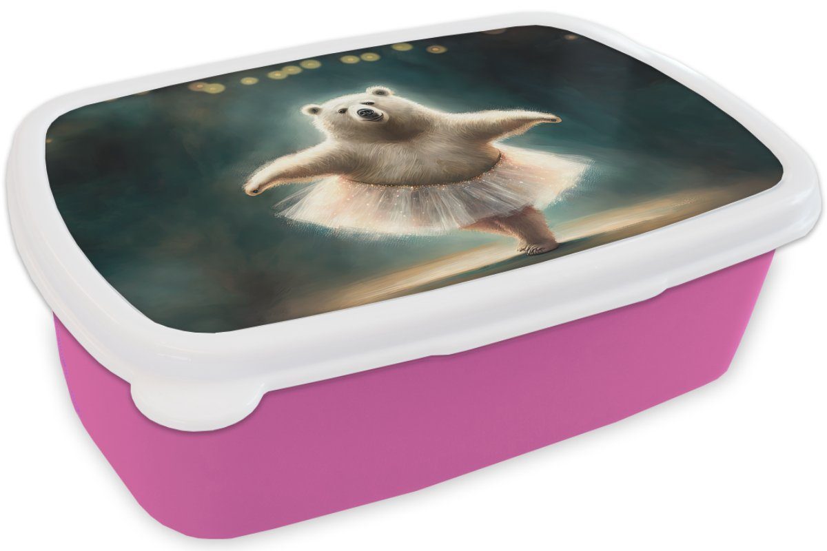 - MuchoWow - Brotbox Snackbox, rosa Erwachsene, - - Ballett Porträt Lunchbox Rock - Brotdose (2-tlg), für Kunststoff Kunststoff, Mädchen, Kinder, Eisbär Tiere Kinder,