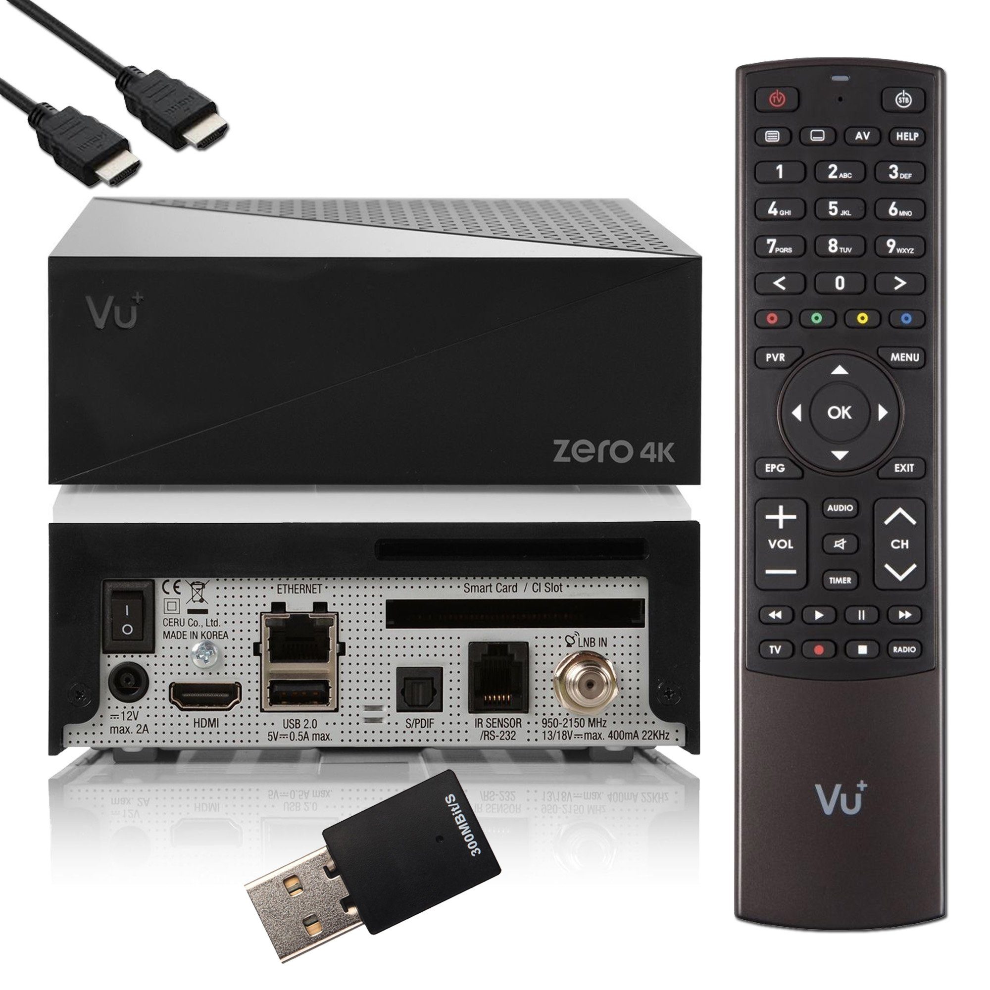 VU+ Zero 4K 1x DVB-S2X Multistream Linux UHD Receiver + 300 Mbits Wifi SAT-Receiver