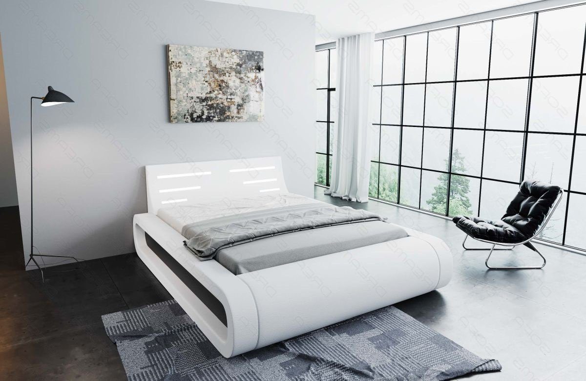 Sofa Dreams Boxspringbett Sorano (6 Teile), LED-Beleuchtung im Kopfteil, Bett in Kunstlederbezug, Matratze, Topper