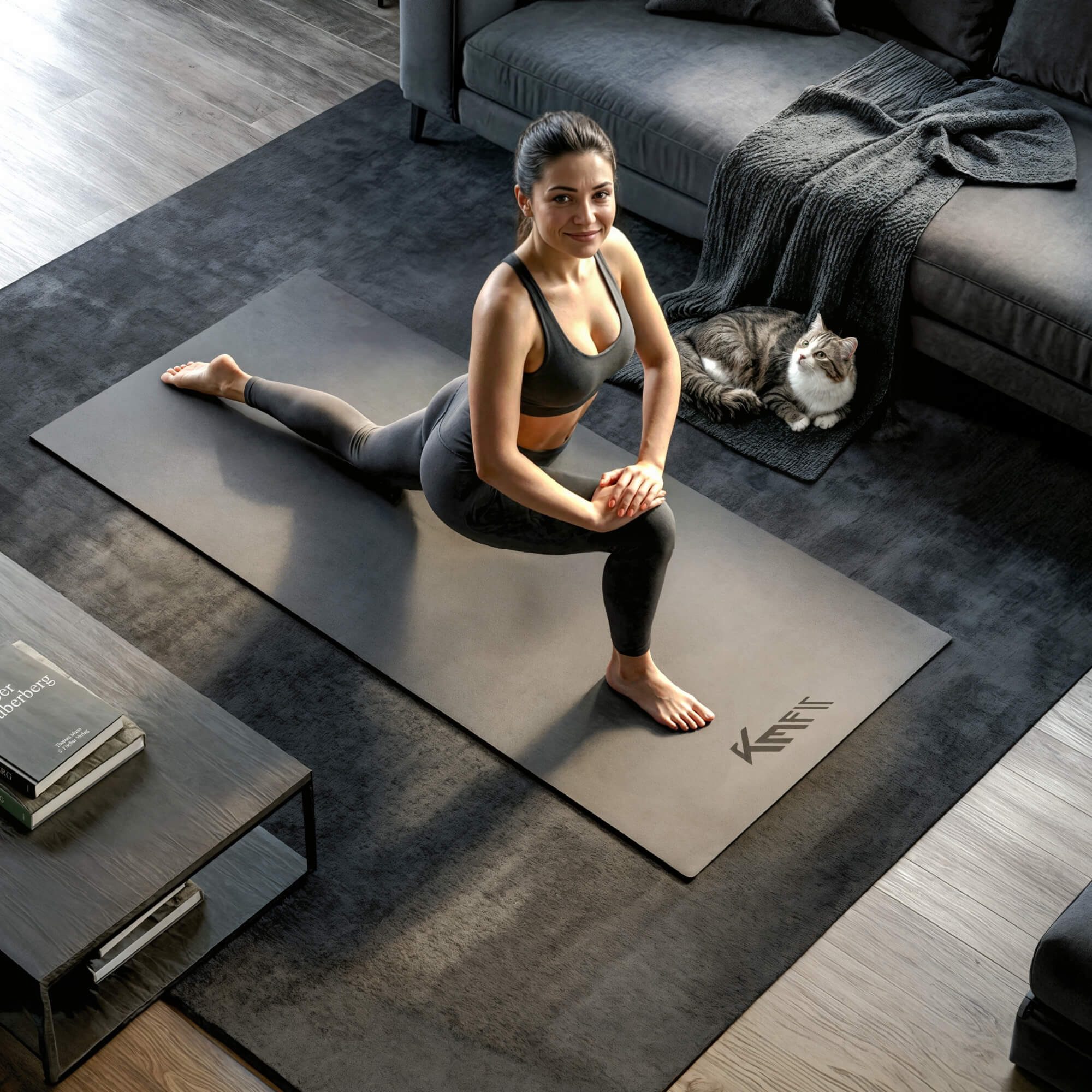 KM - Fit Bodenschutzmatte Unterlegmatte, Fitness- & Yogamatte, Schalldämpfend, Übungsmatte