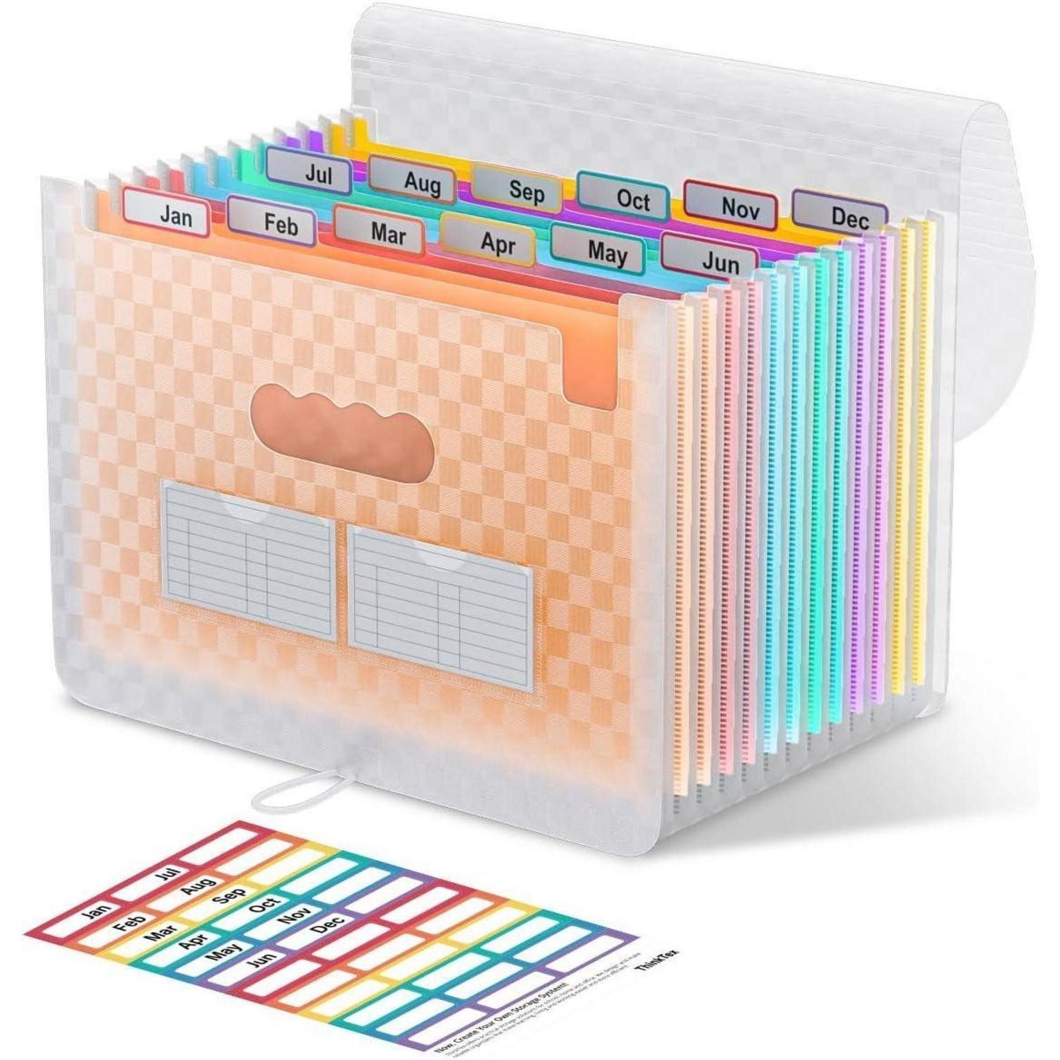 LuxusKollektion Fächermappe Aktenordner Accordian 12 Fächer A4 Registerkarten Organizer Orange
