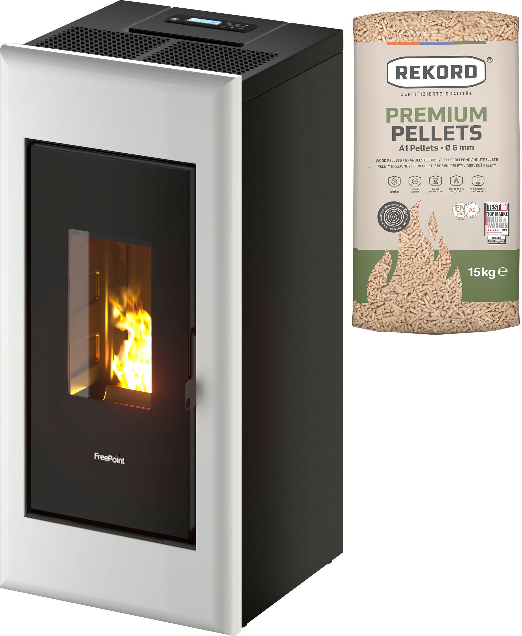 Freepoint Pelletofen One Airtight, 7 kW, Zeitbrand