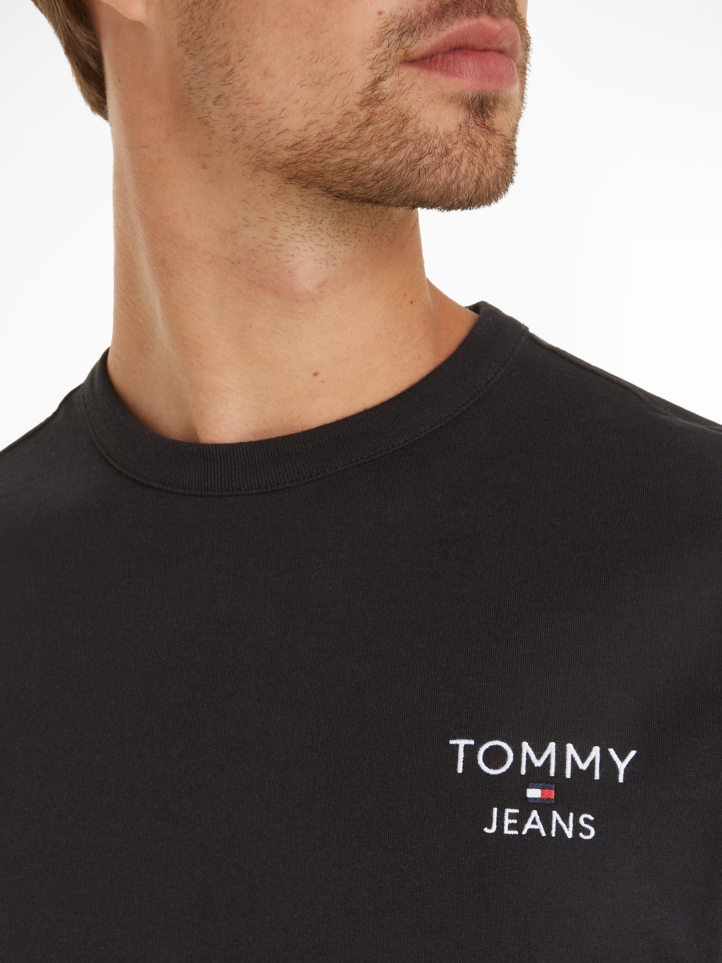 Tommy Tommy Stickerei T-Shirt mit Jeans TEE Jeans TJM EXT Black REG CORP