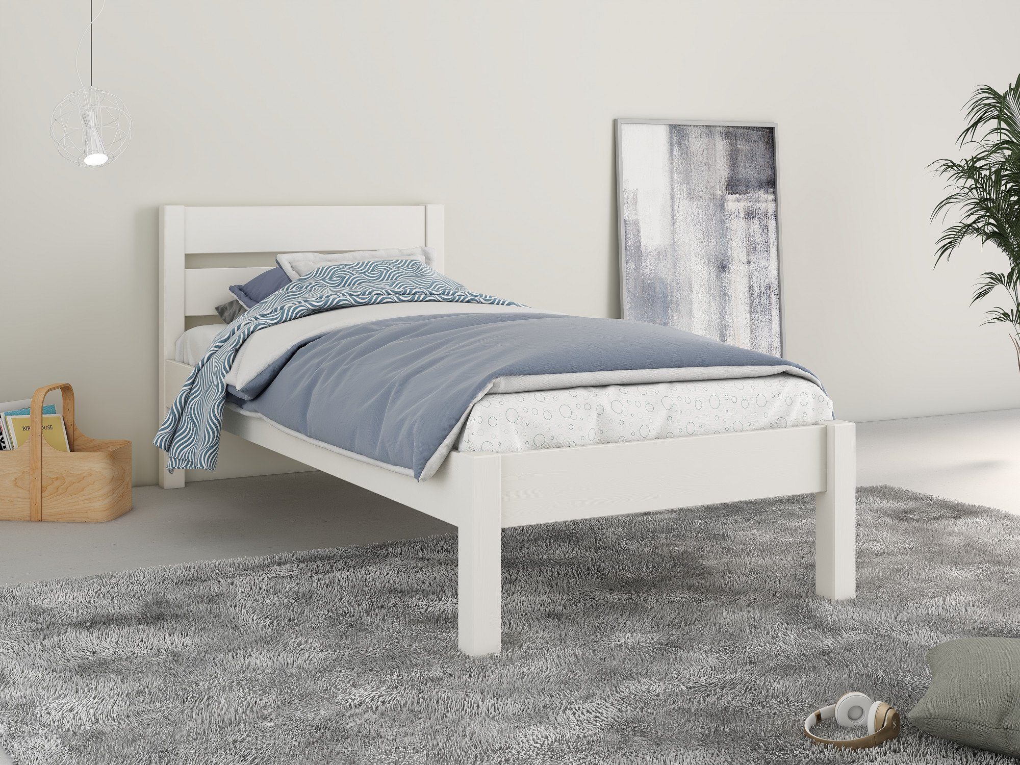 Home affaire Bett "NOA " ideal für das Jugendzimmer, zertifiziertes Massivholz, skandinavisches Design weiß | weiß | weiß | weiß