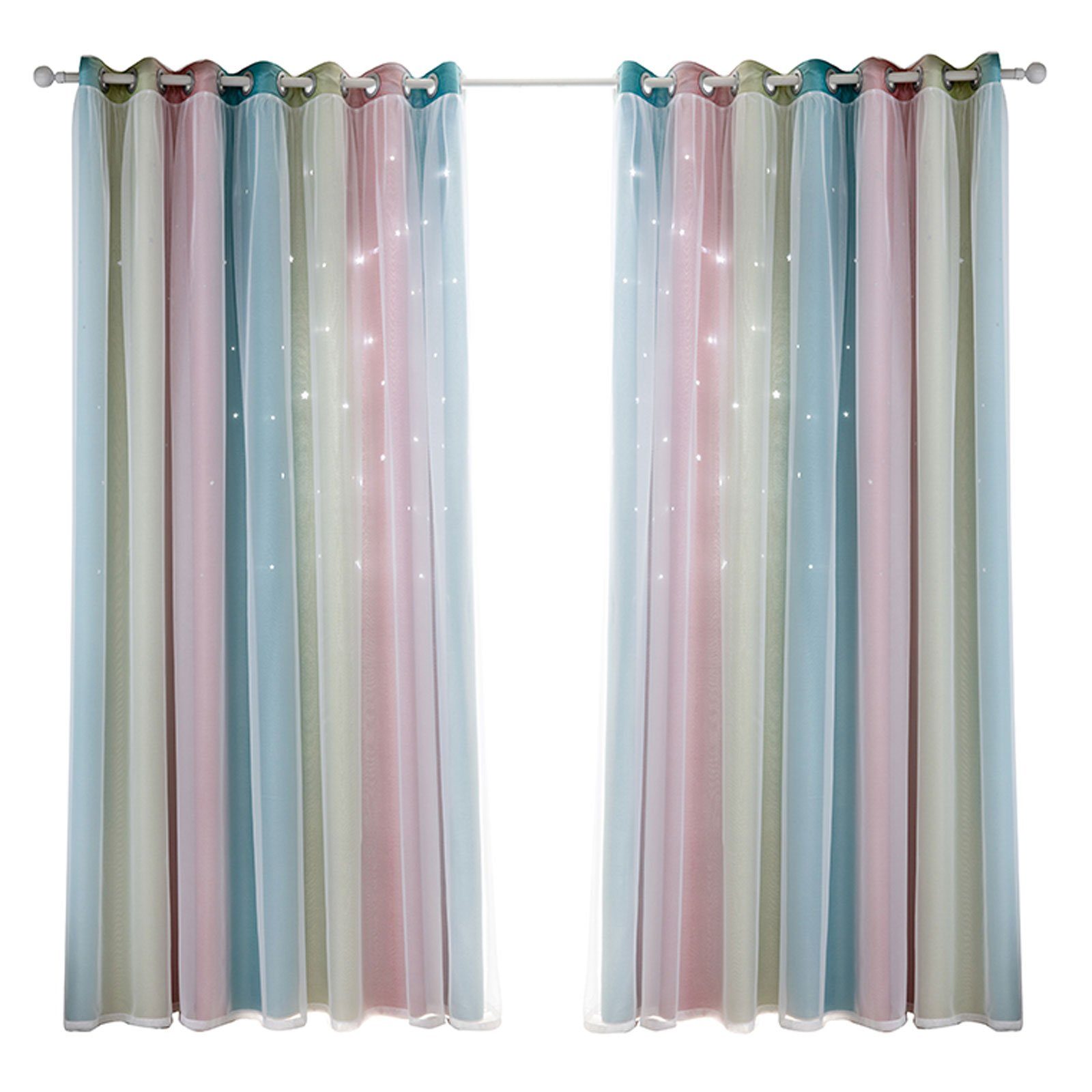 OKWISH Verdunkelungsvorhang 2er Set Curtains Farbverlauf günstig online kaufen