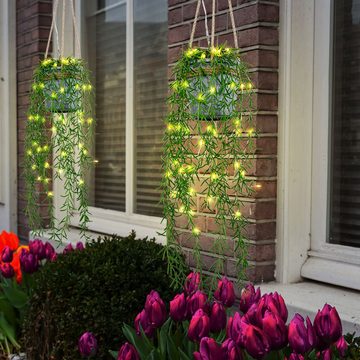 etc-shop Gartenleuchte, LED-Leuchtmittel fest verbaut, Warmweiß, Solar Pendelleuchte Outdoor Außen Pendelleuchte Solar Solarpanel Lampe