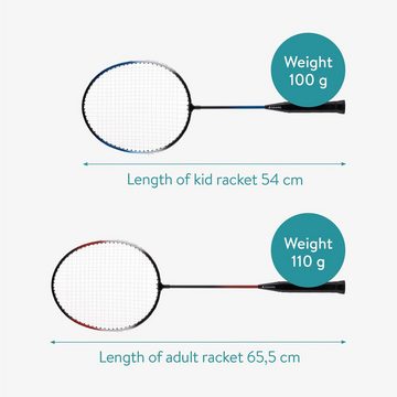 Navaris Badmintonschläger Badminton Set inkl. Federbälle - extra Kinder Badmintonschläger, (1-tlg)