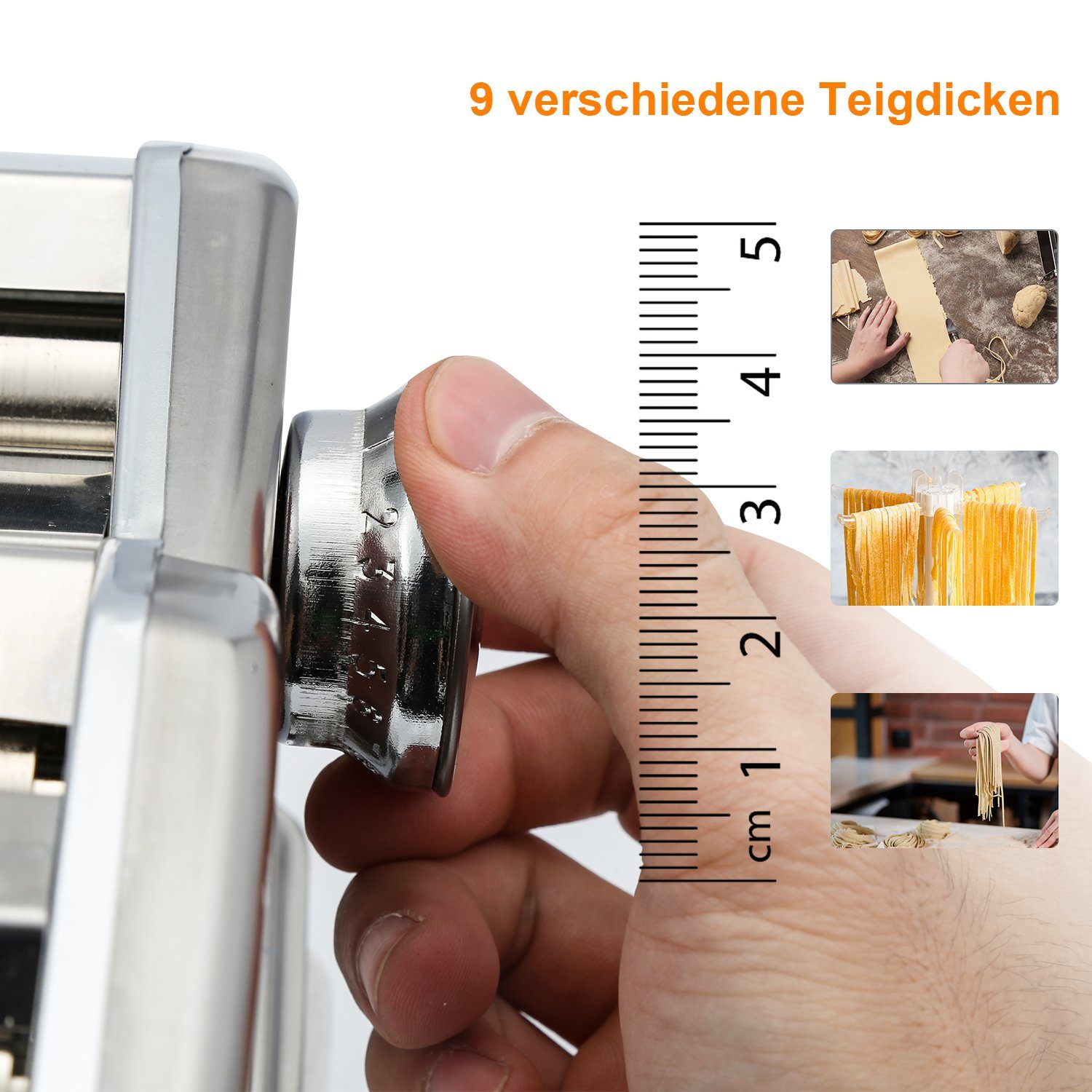 Gimisgu Cannelloni Nudelmaschine für Frische Lasagne Maker Walze Nudelaufsätze Pasta Pastamaschine Edelstahl Bandnudeln manuelle, Spaghetti