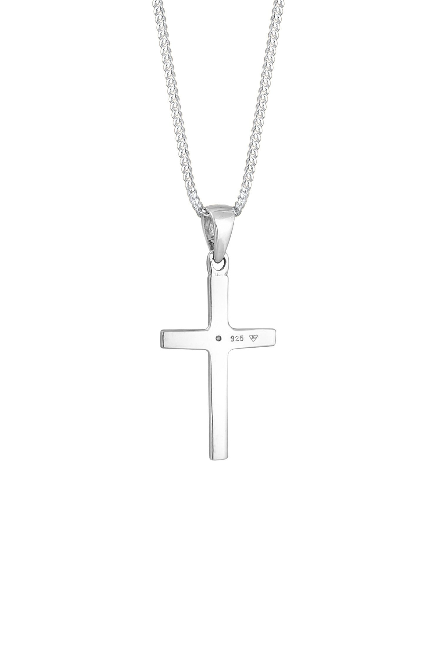 Elli DIAMONDS Collierkettchen Kreuz Glaube Diamant (0.005 ct) Basic 925 Silber