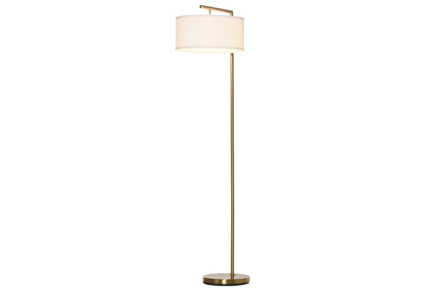 Blossom Stehlampe Standleuchte Stehleuchte E27 Sockel Stahl Leinen, Leselampe für Wohnzimmer, Schlafzimmer, Büro, Esszimmer, Gold Weiß