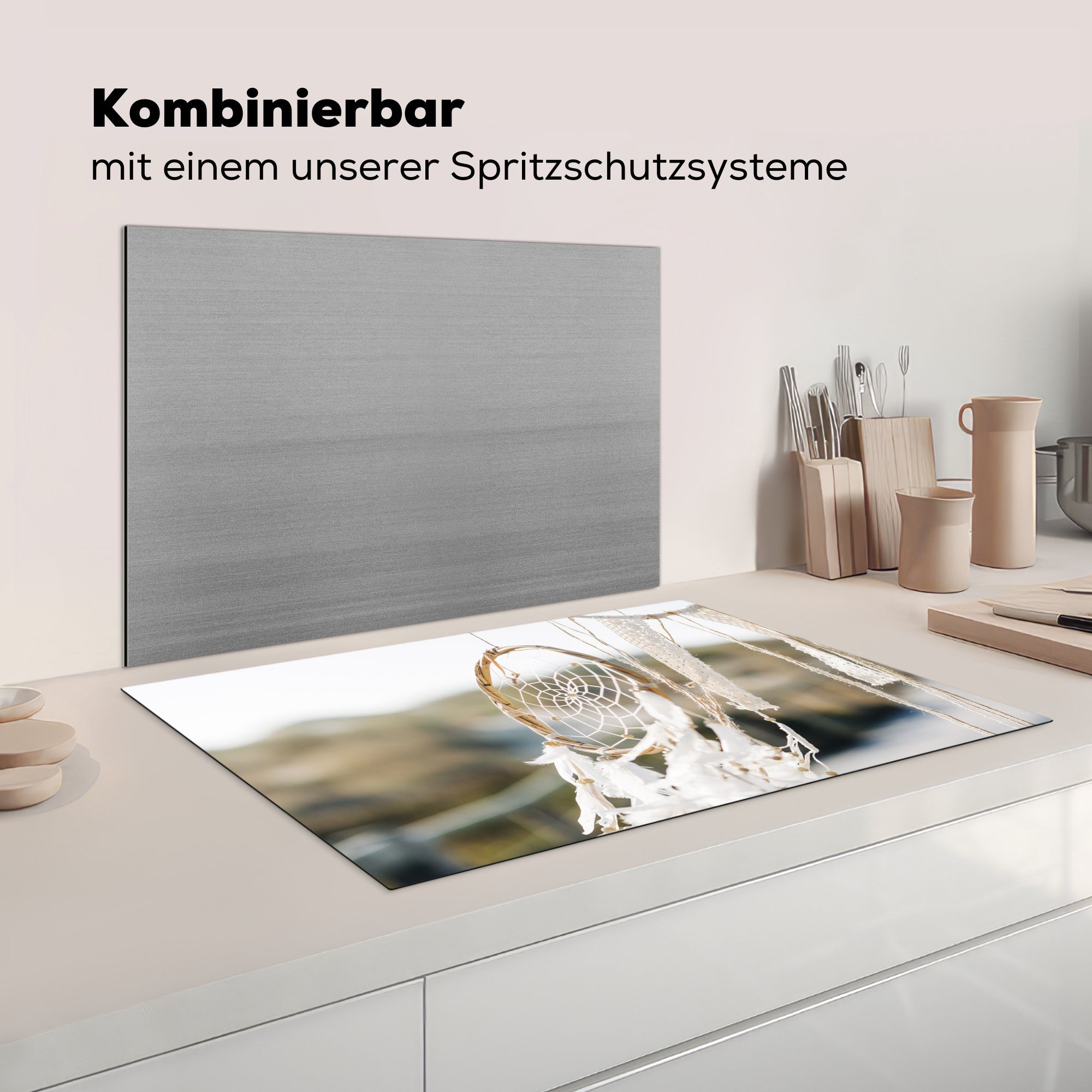 Induktionskochfeld Wind, Herdblende-/Abdeckplatte Vinyl, tlg), Schutz im Traumfänger für Ceranfeldabdeckung cm, MuchoWow 81x52 küche, die (1 Ein