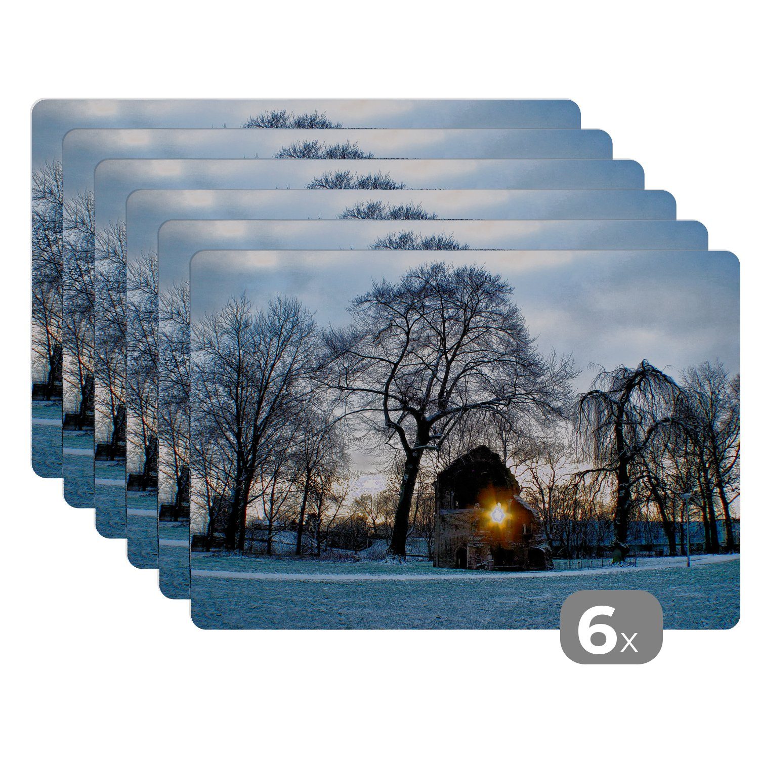 Platzset, Sonne - Winter - Nijmegen, MuchoWow, (6-St), Platzset, Platzdecken, Platzmatte, Tischmatten, Schmutzabweisend | Tischsets